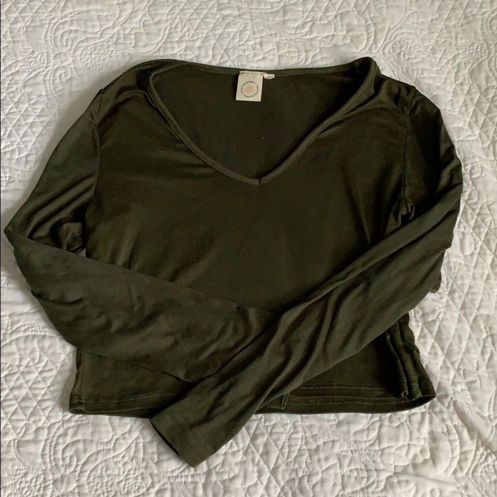 Long sleeve, Green, Slightly Cropped, T-shirt